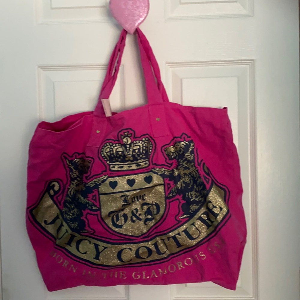 New Juicy Couture Vintage glitter tote bag large Pink gold